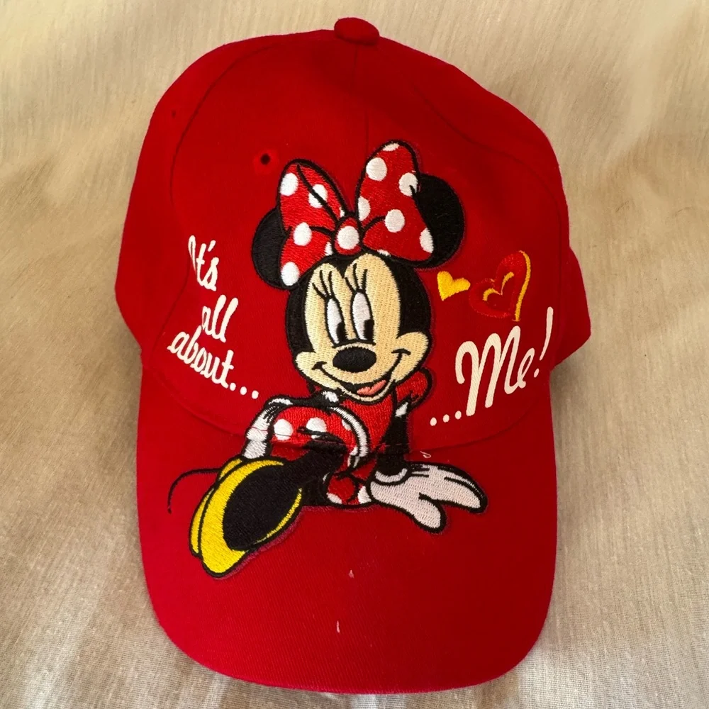 Disney Minnie Mouse Girls Red Baseball Hat “It’s All About Me!”